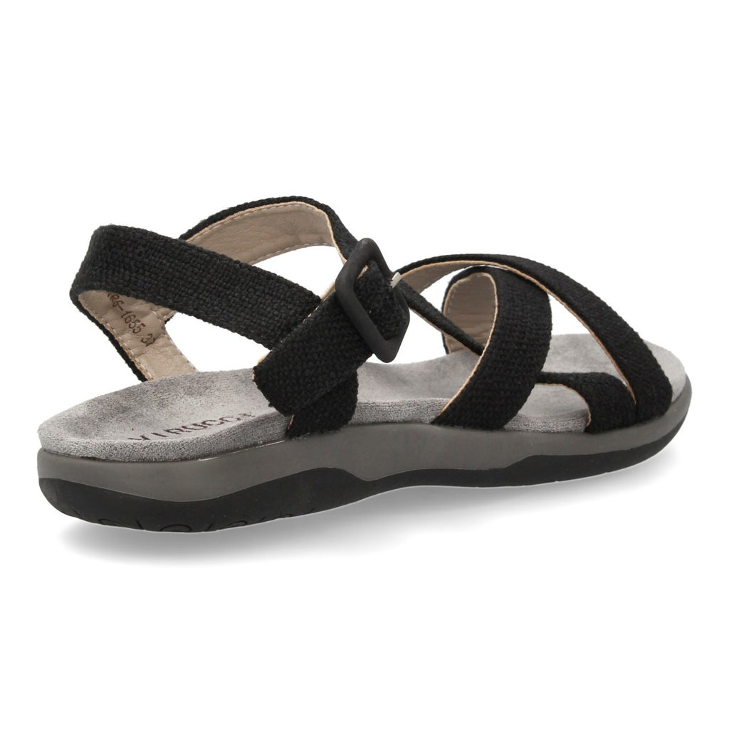 Sandalias Negras Mujer Planas Tiras Cruzadas Cómodas