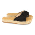 Sandalias Negras Mujer Planas Yute Lazo Cómodas