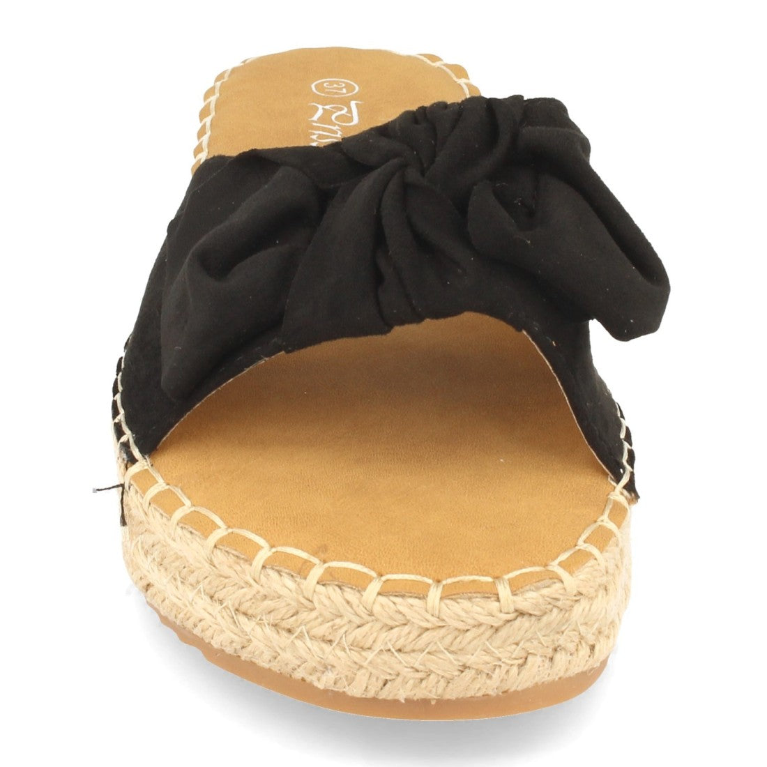 Sandalias Negras Mujer Planas Yute Lazo Cómodas