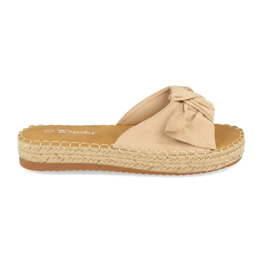 Sandalias Beige Mujer Planas Yute Lazo Cómodas