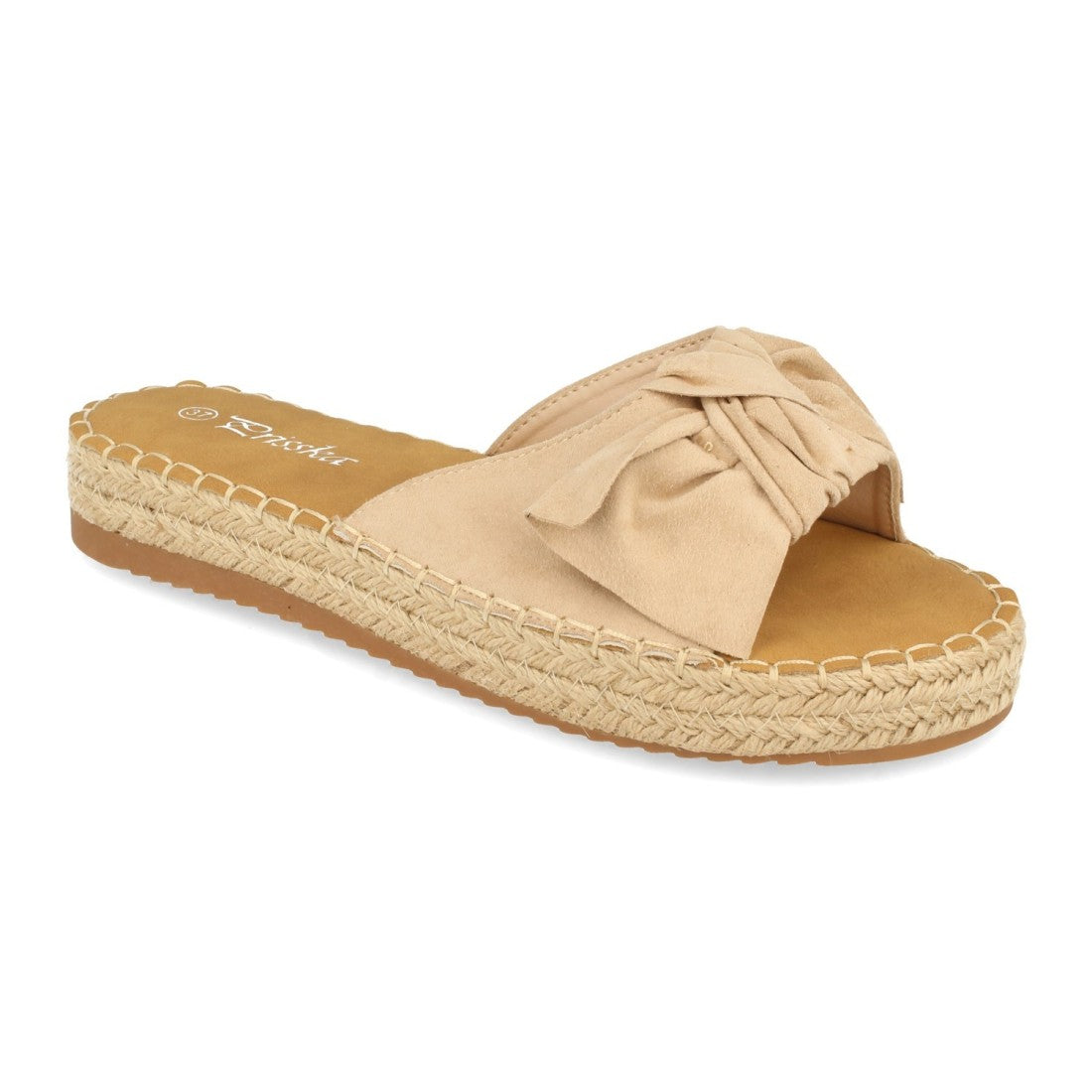 Sandalias Beige Mujer Planas Yute Lazo Cómodas