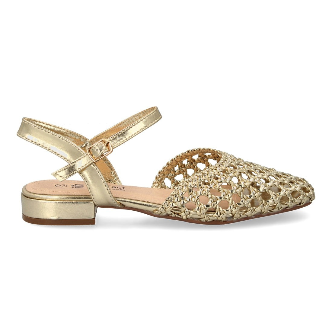 Sandalias Doradas Mujer Planas Trenzadas Cómodas