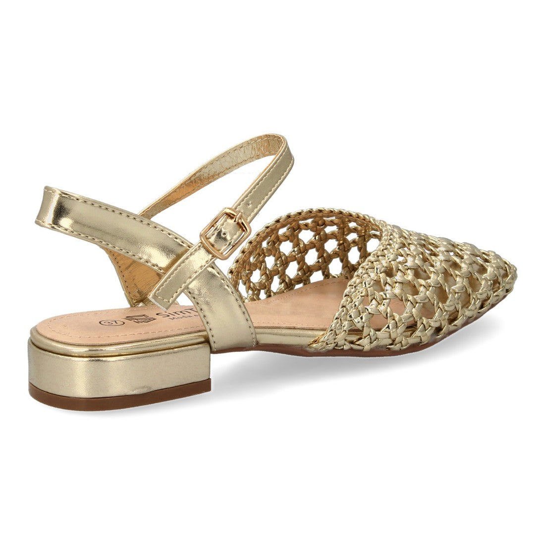 Sandalias Doradas Mujer Planas Trenzadas Cómodas