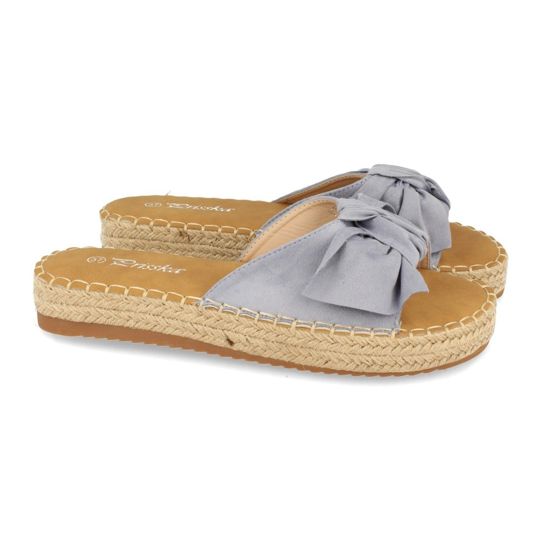 Sandalias Azules Mujer Planas Yute Lazo Cómodas