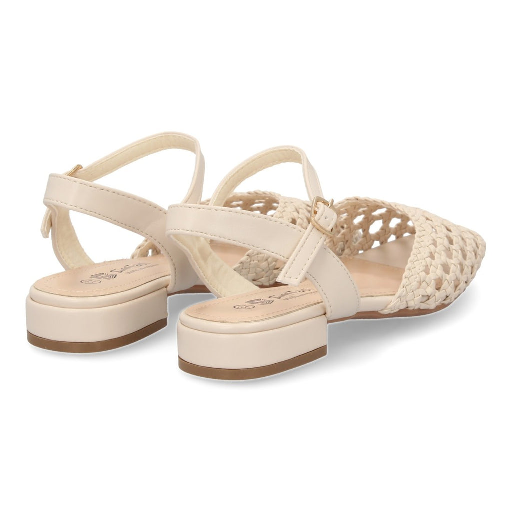 Sandalias Beige Mujer Planas Trenzadas Cómodas