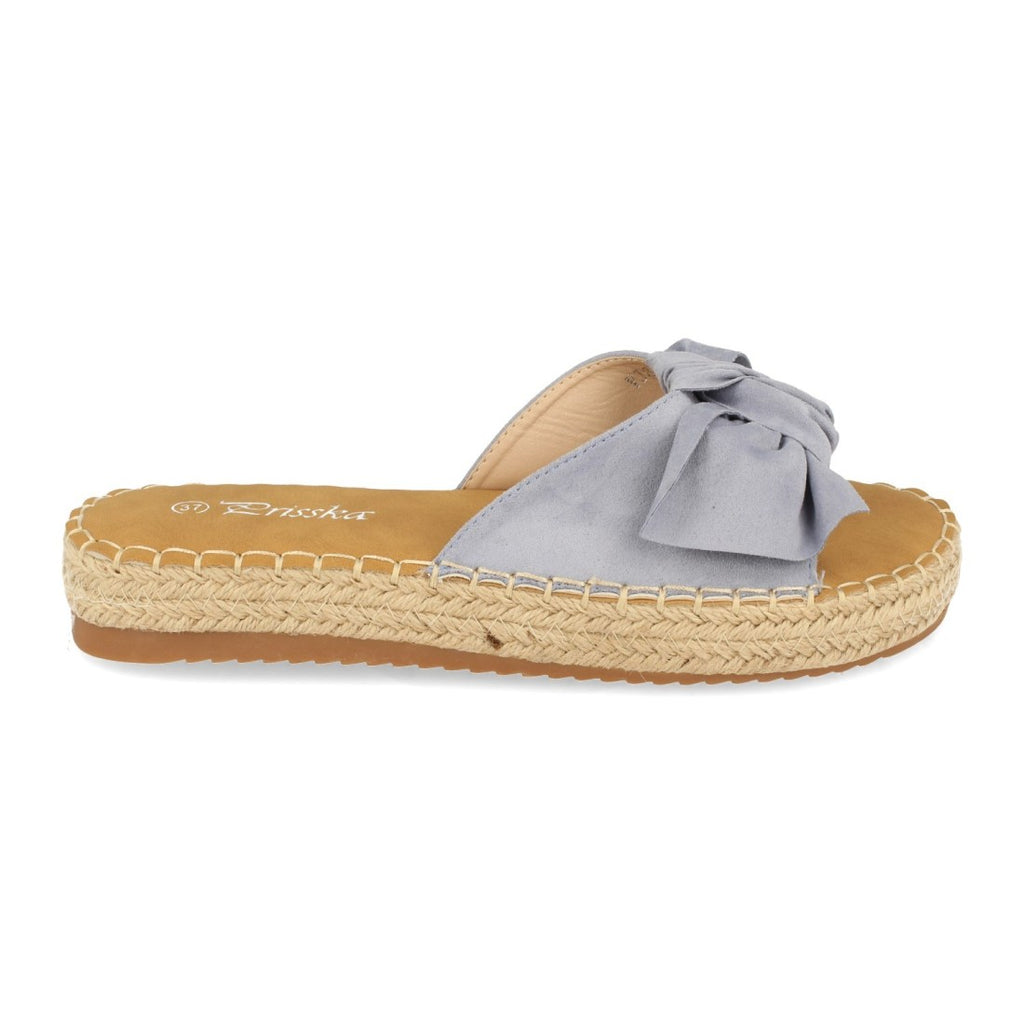Sandalias Azules Mujer Planas Yute Lazo Cómodas