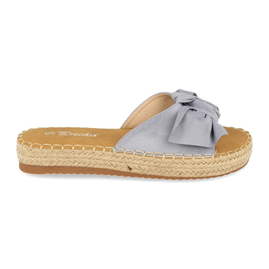 Sandalias Azules Mujer Planas Yute Lazo Cómodas