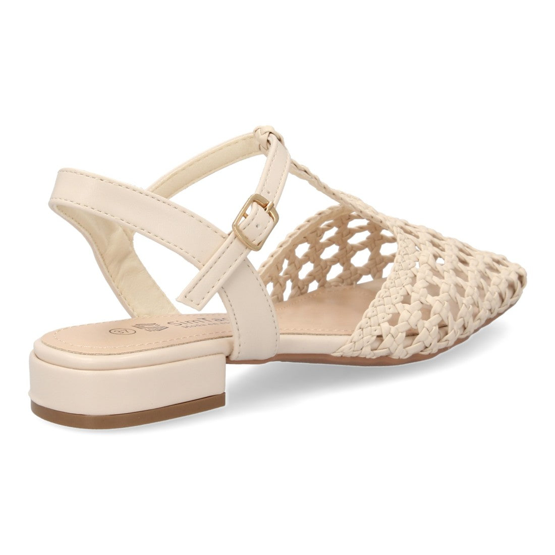 Sandalias Beige Mujer Planas Trenzadas Tira Empeine