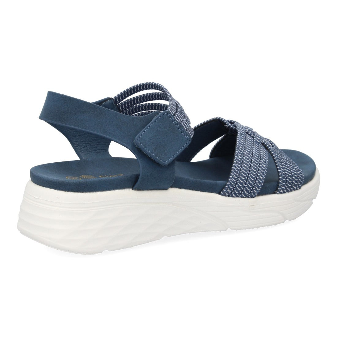 Sandalias Azules Mujer Planas Tiras Elásticas Trenzadas Velcro Cómodas