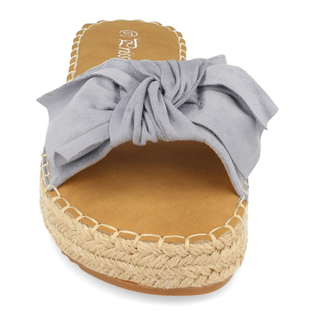 Sandalias Azules Mujer Planas Yute Lazo Cómodas