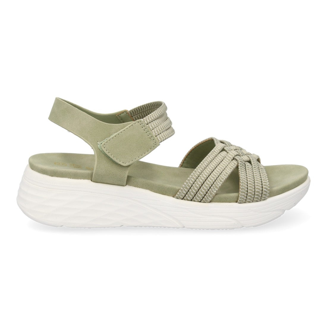 Sandalias Verdes Mujer Planas Tiras Elásticas Trenzadas Velcro Cómodas