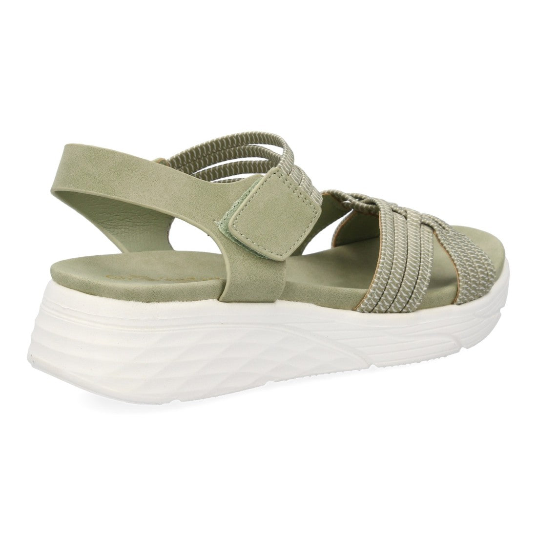 Sandalias Verdes Mujer Planas Tiras Elásticas Trenzadas Velcro Cómodas