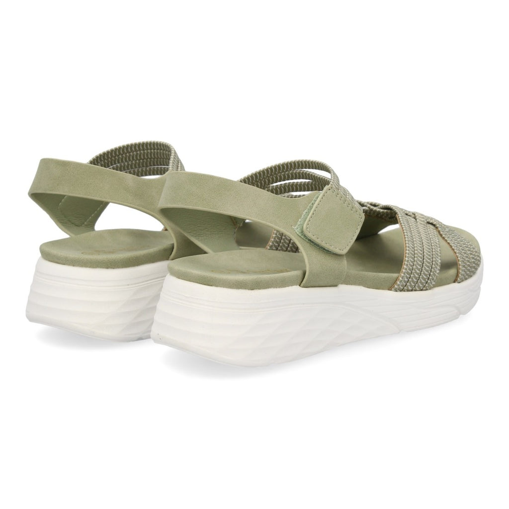 Sandalias Verdes Mujer Planas Tiras Elásticas Trenzadas Velcro Cómodas