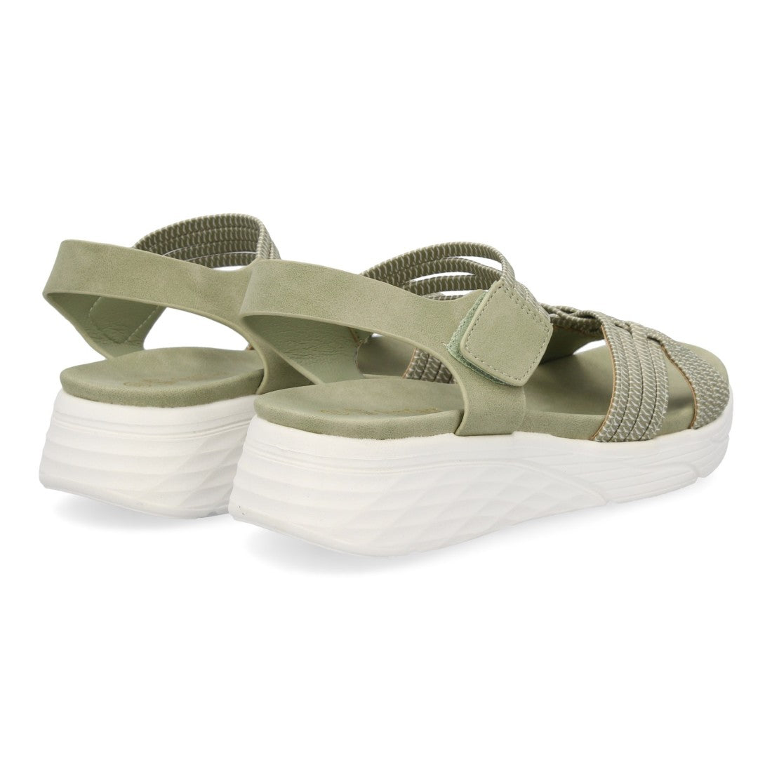 Sandalias Verdes Mujer Planas Tiras Elásticas Trenzadas Velcro Cómodas