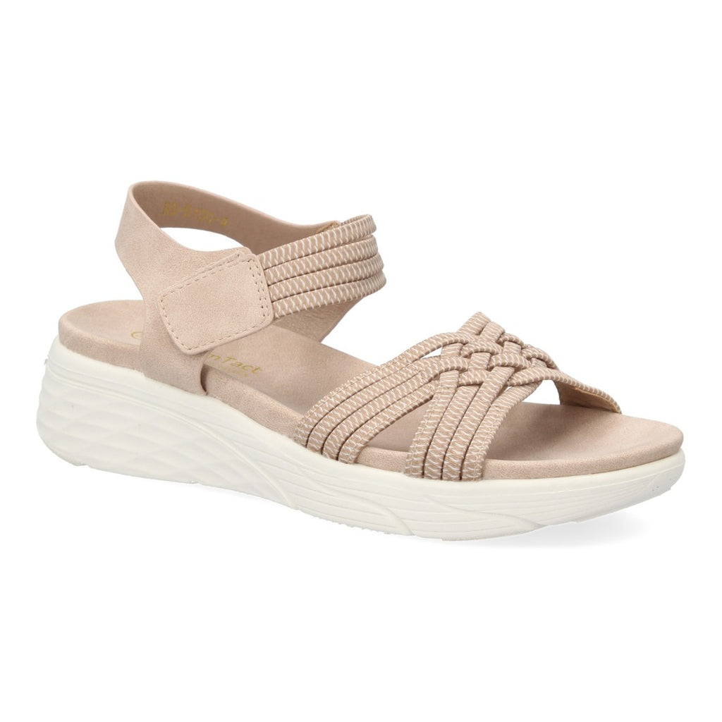Sandalias Nude Mujer Planas Tiras Elásticas Trenzadas Velcro Cómodas