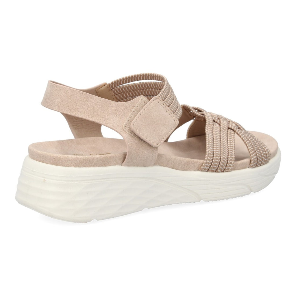 Sandalias Nude Mujer Planas Tiras Elásticas Trenzadas Velcro Cómodas
