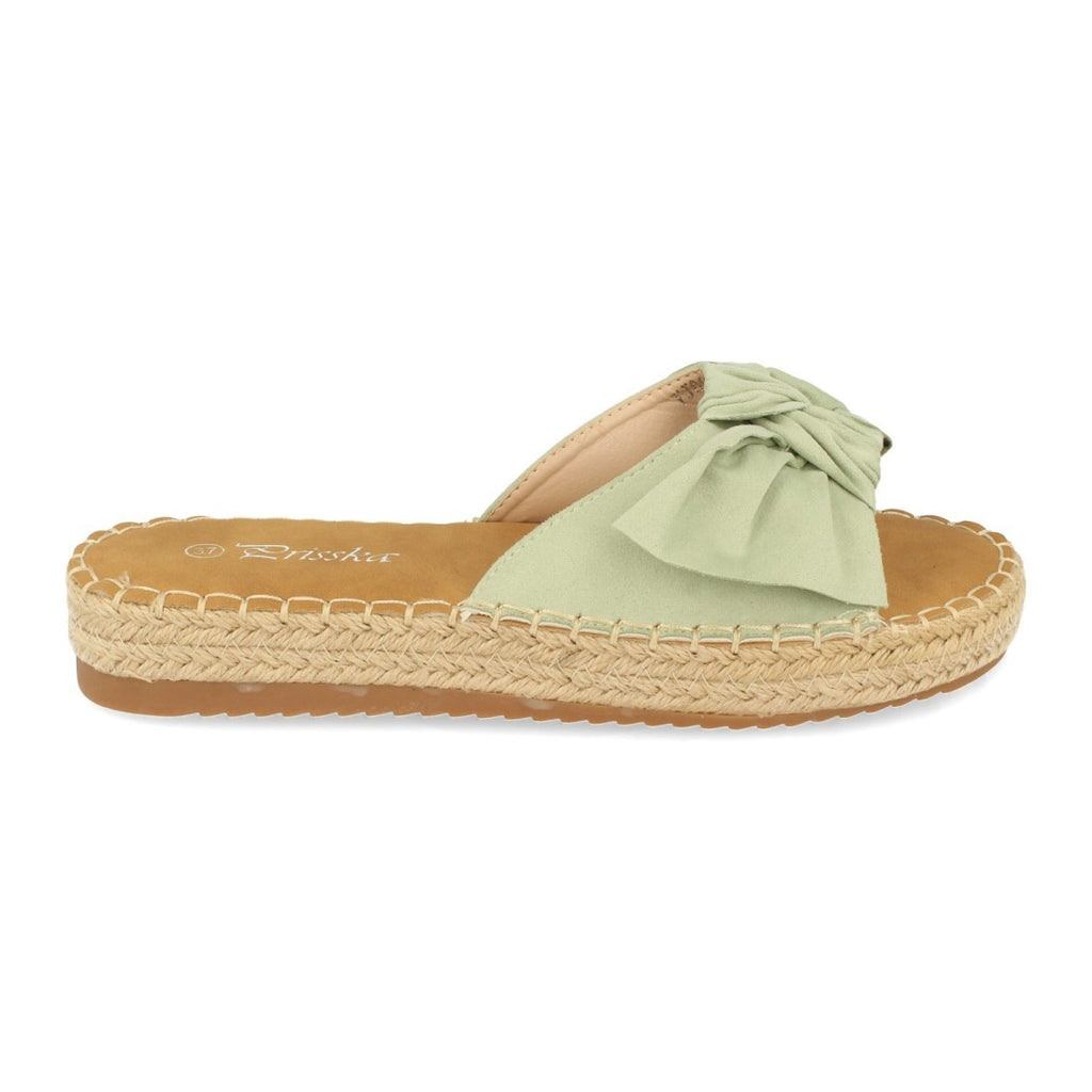 Sandalias Verdes Mujer Planas Yute Lazo Cómodas