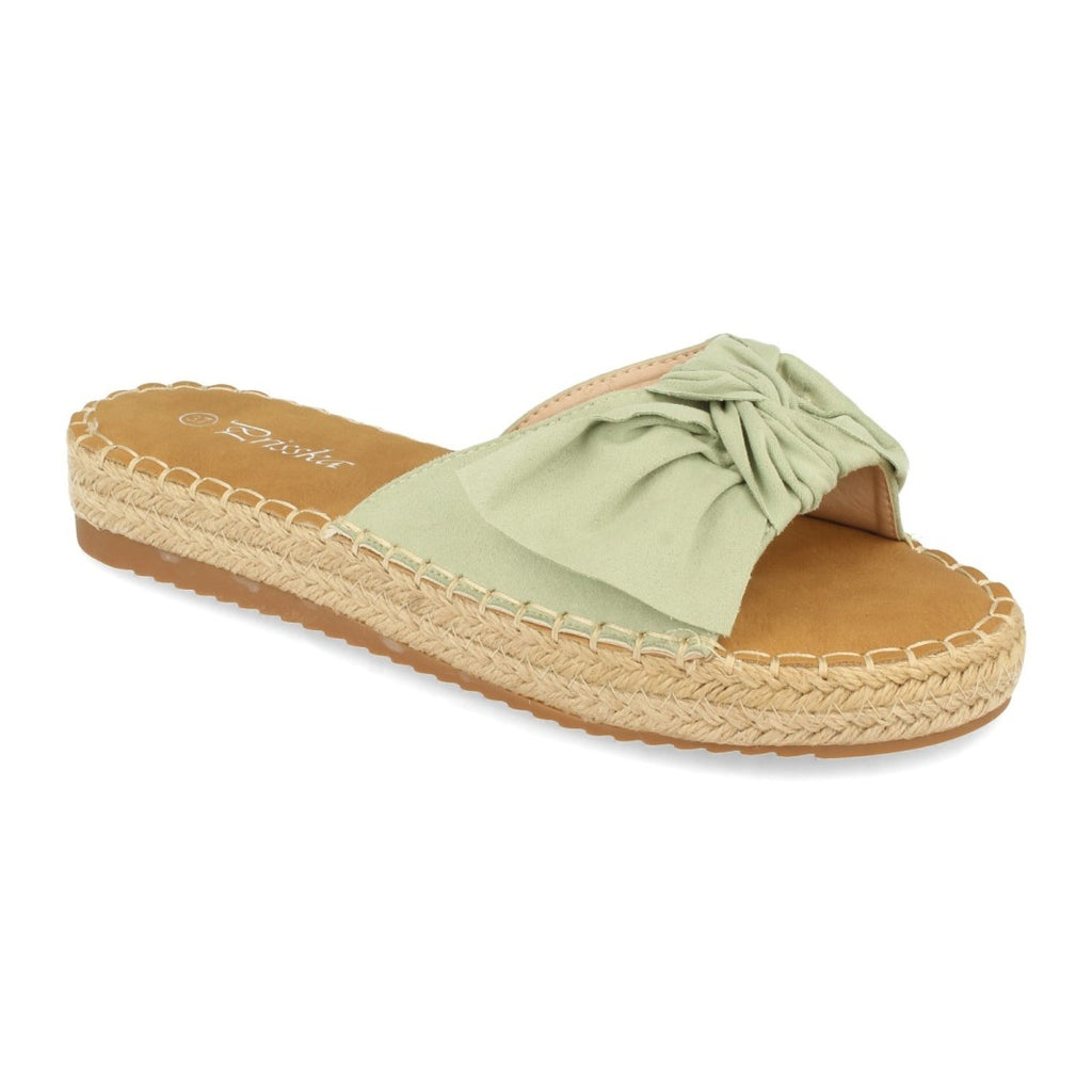 Sandalias Verdes Mujer Planas Yute Lazo Cómodas
