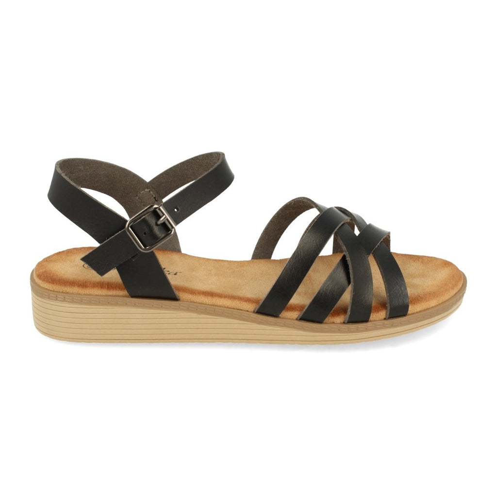 Sandalias Negras Mujer Planas Palas Cruzadas Hebilla Cómodas