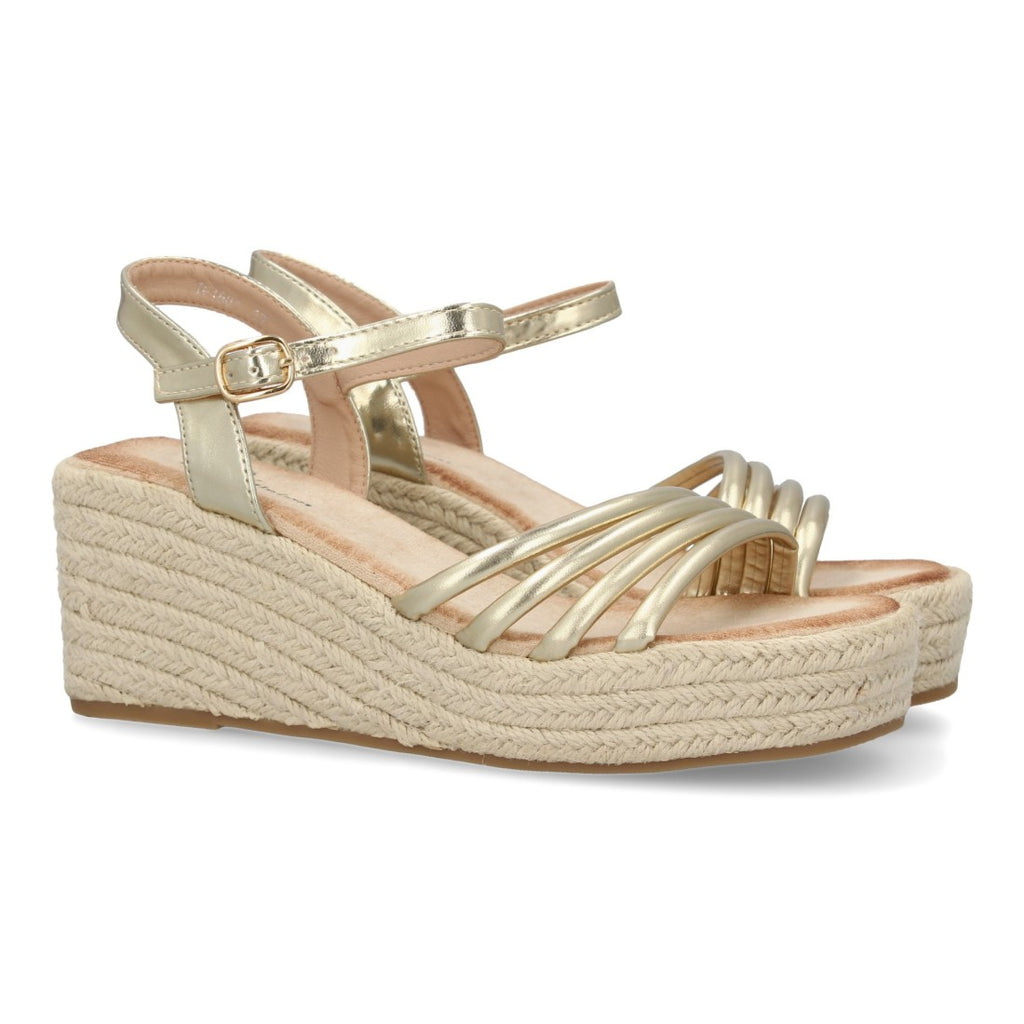 Sandalias Planas Doradas con Tiras Cruzadas