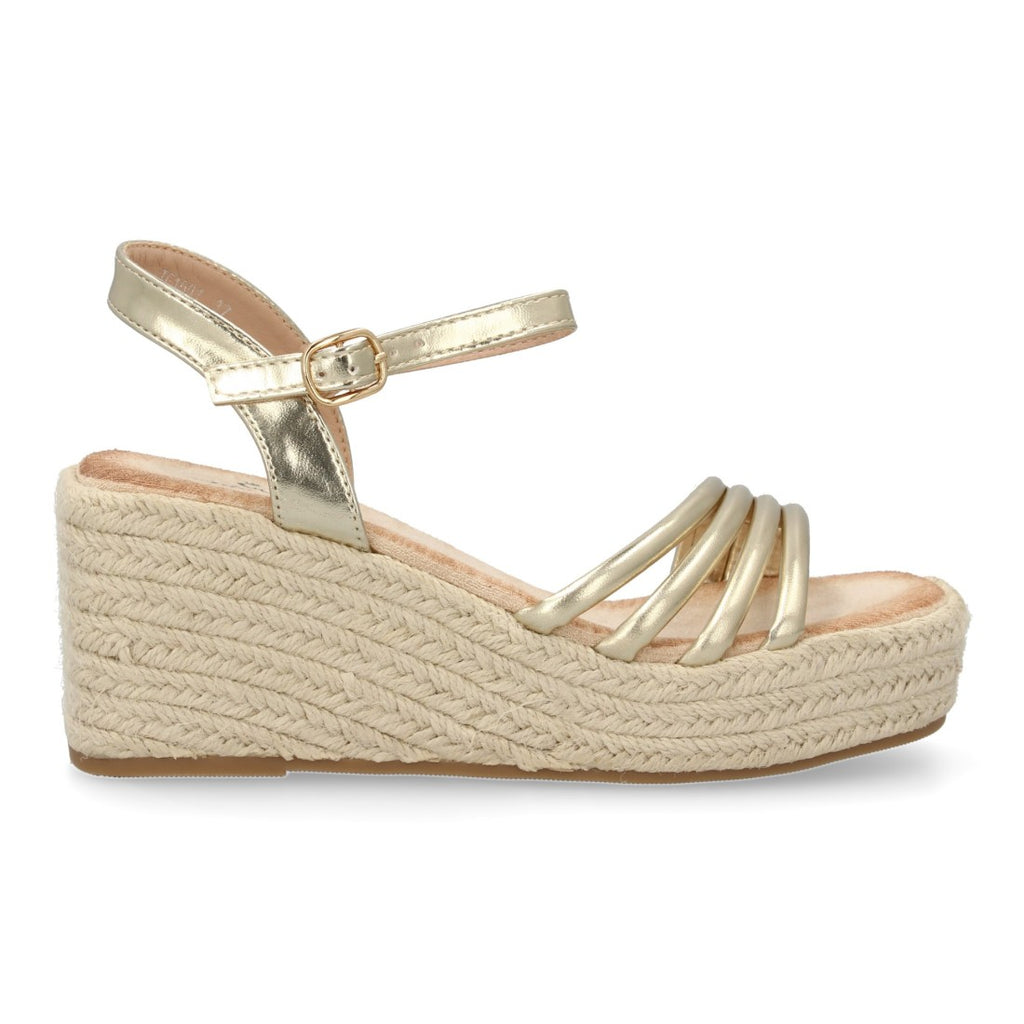 Sandalias Planas Doradas con Tiras Cruzadas