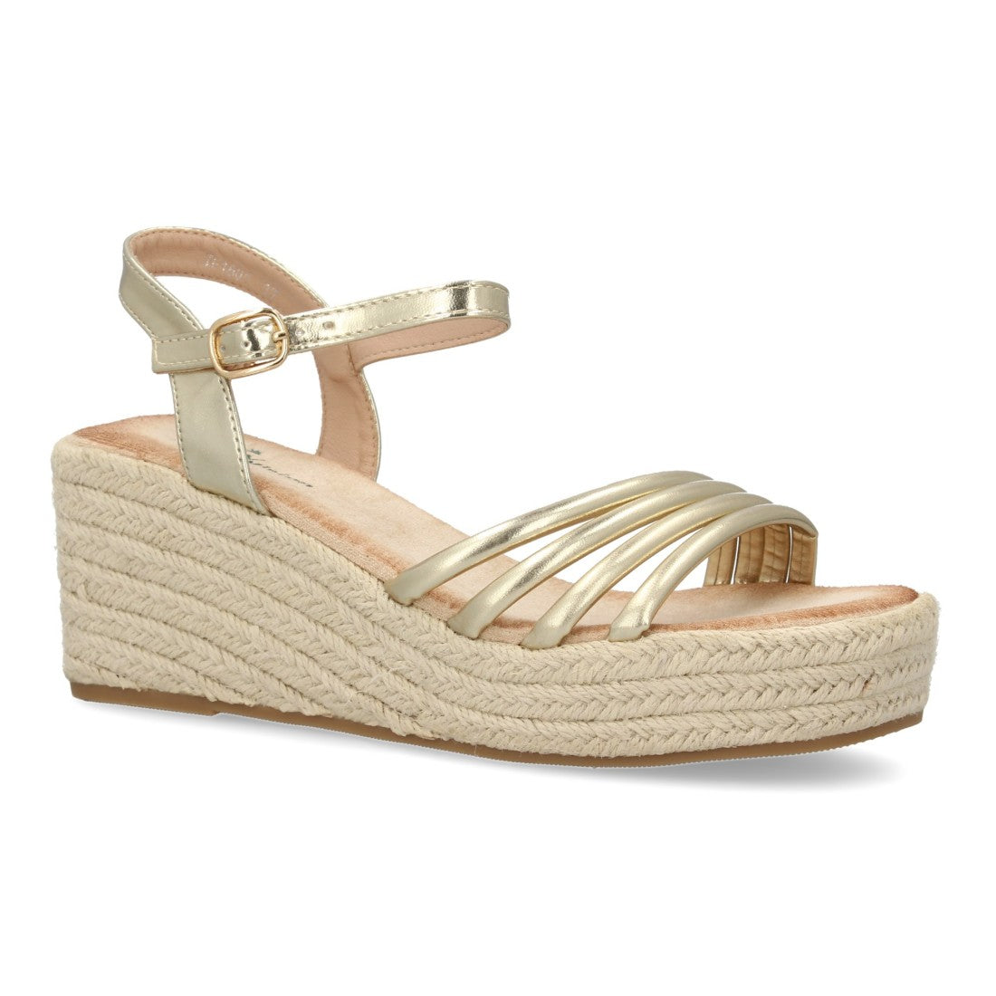 Sandalias Planas Doradas con Tiras Cruzadas