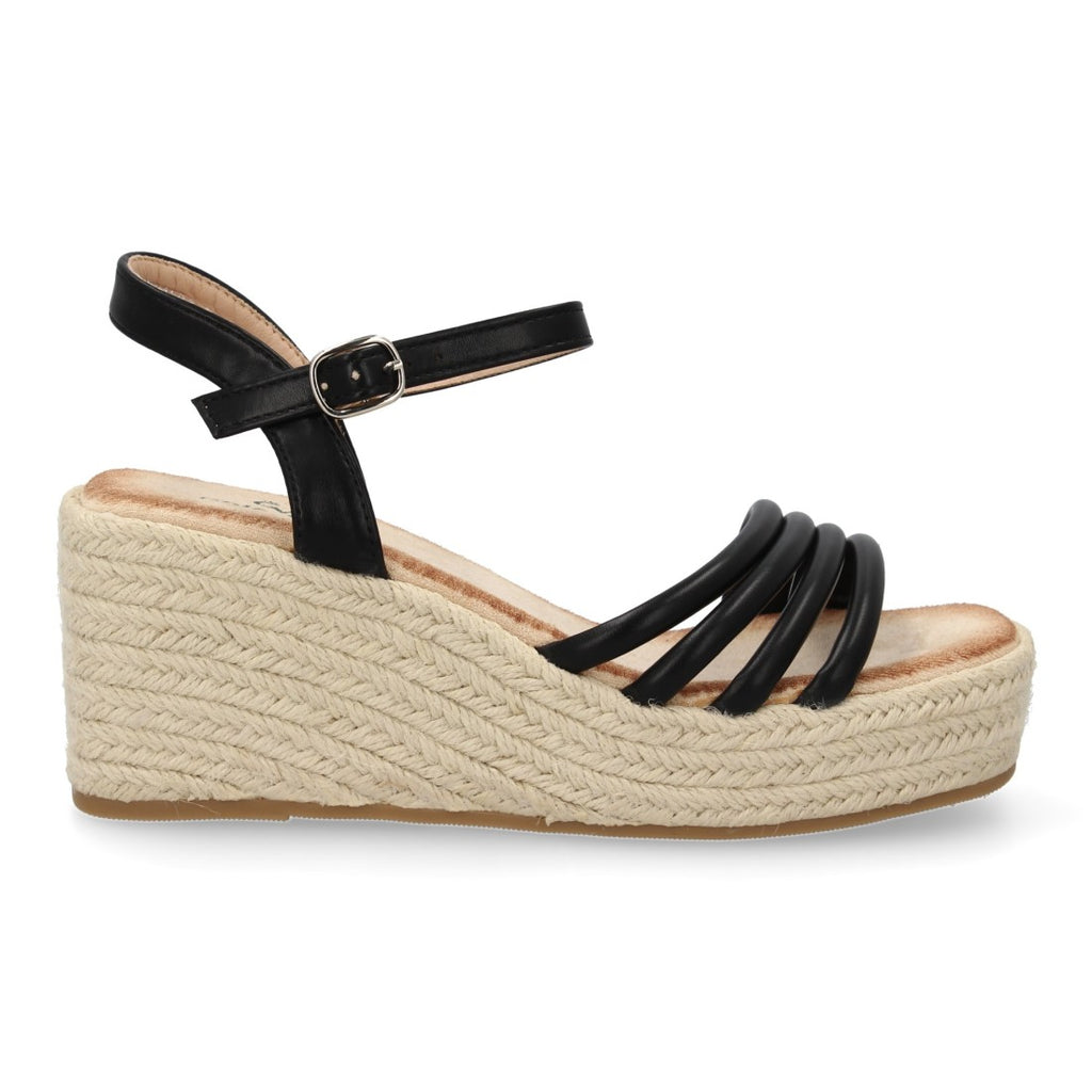 Sandalias Planas Negras con Tiras Cruzadas