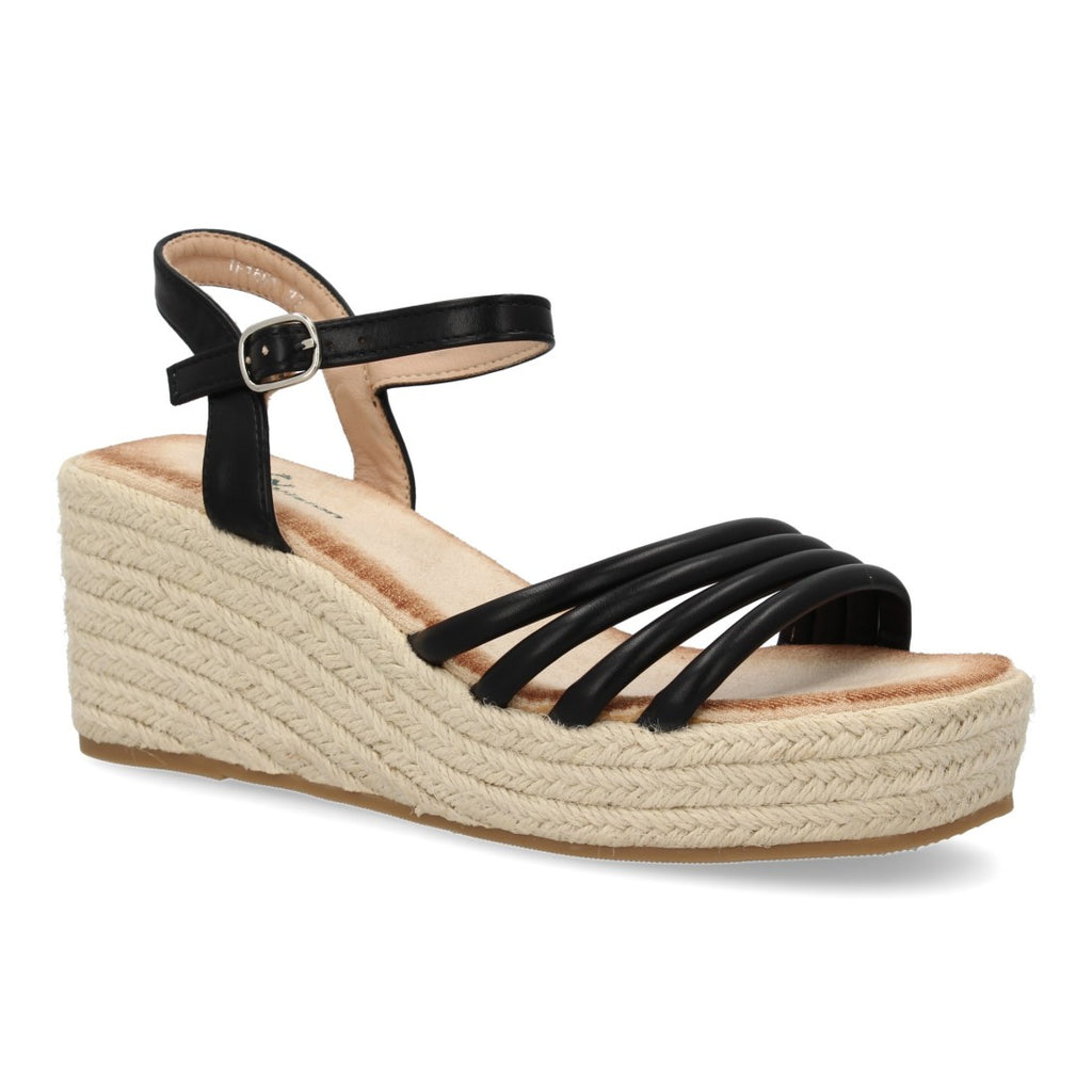 Sandalias Planas Negras con Tiras Cruzadas