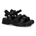 Sandalias Negras Mujer Pala T Doble Hebilla Elegantes