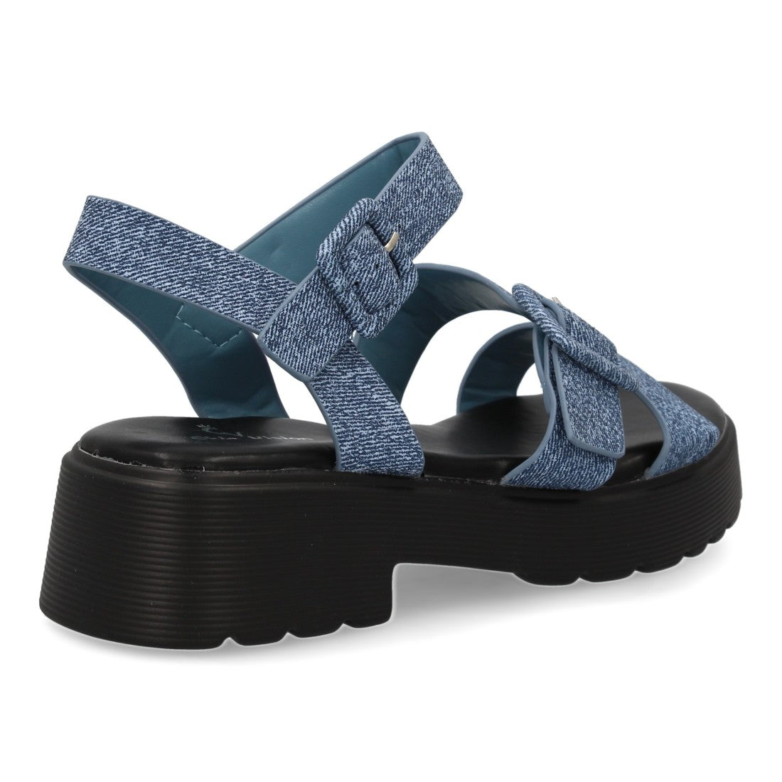 Sandalias Azules Mujer Pala T Doble Hebilla Elegantes