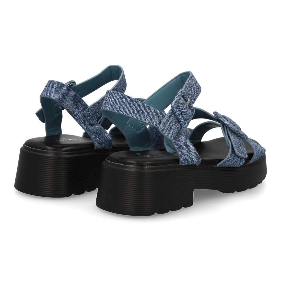 Sandalias Azules Mujer Pala T Doble Hebilla Elegantes