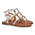 Sandalias Plateadas Mujer Esclava Elegantes Adornos