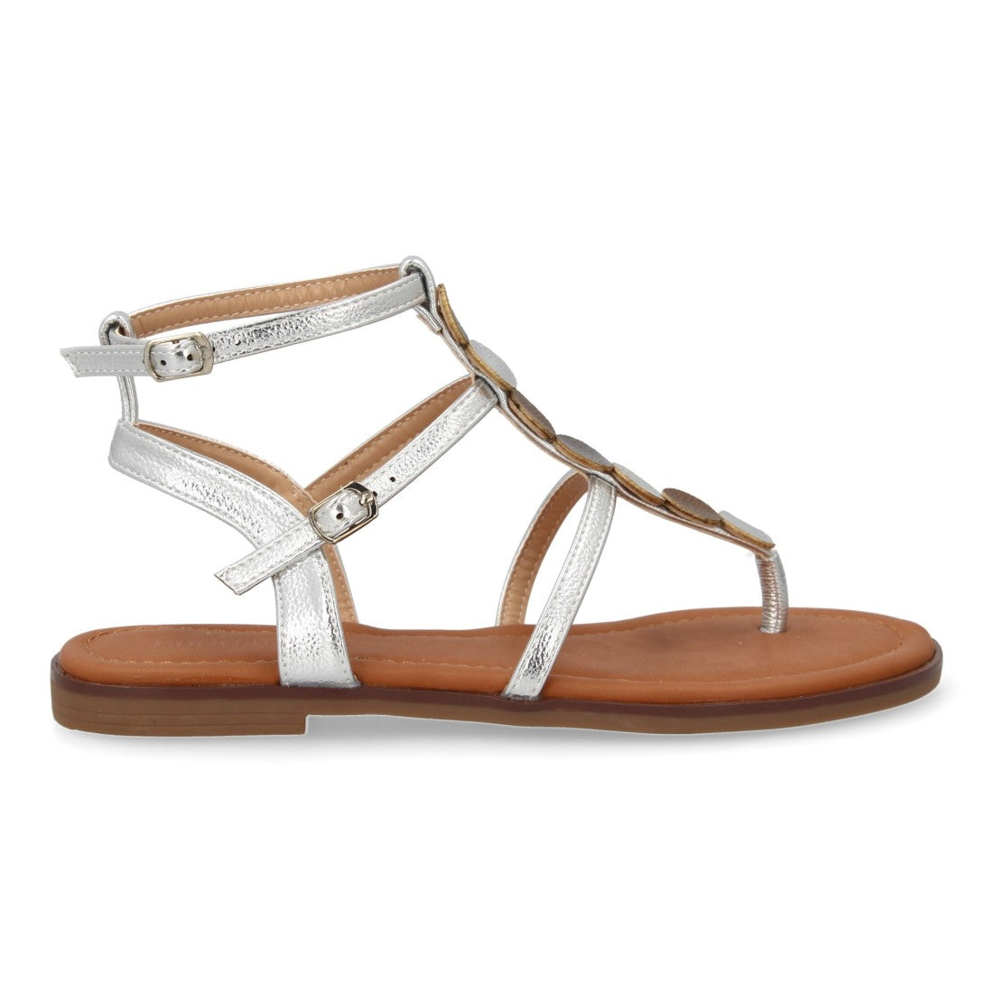 Sandalias Plateadas Mujer Esclava Elegantes Adornos