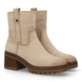 Botines Modernos Beige con Doble Pespunte y Suela Dentada