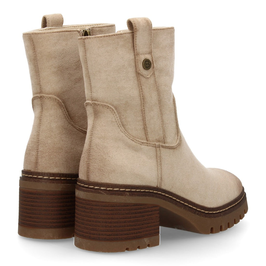 Botines Modernos Beige con Doble Pespunte y Suela Dentada