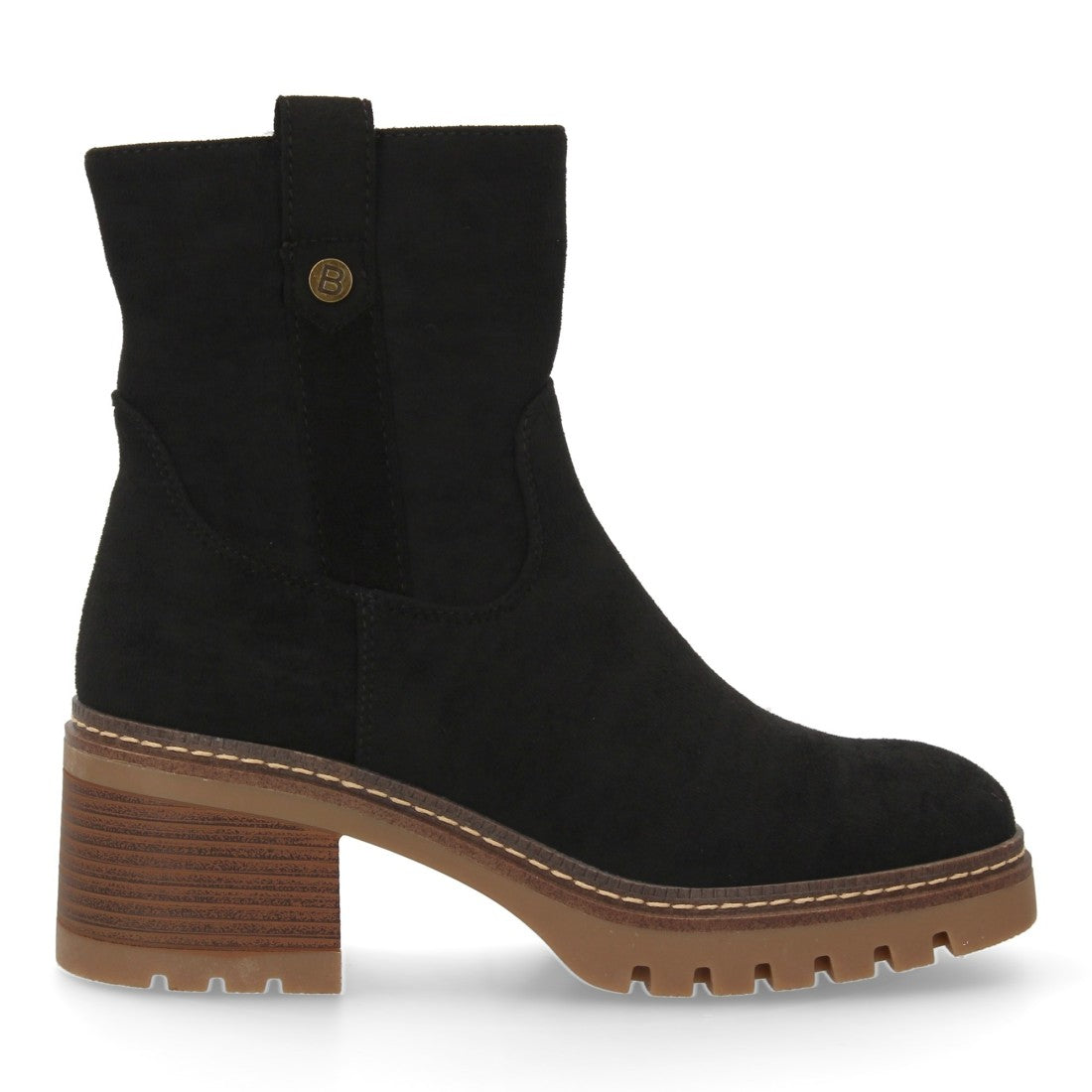Botines Modernos Negro con Doble Pespunte y Suela Dentada
