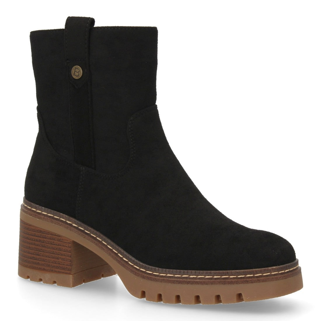 Botines Modernos Negro con Doble Pespunte y Suela Dentada