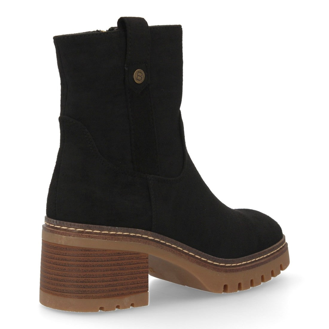 Botines Modernos Negro con Doble Pespunte y Suela Dentada