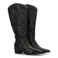 Botas Cowboy con Caña Alta, Bordado y Punta Fina - Negro