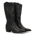 Botas Cowboy con Caña Alta y Bordado Lateral - Negro