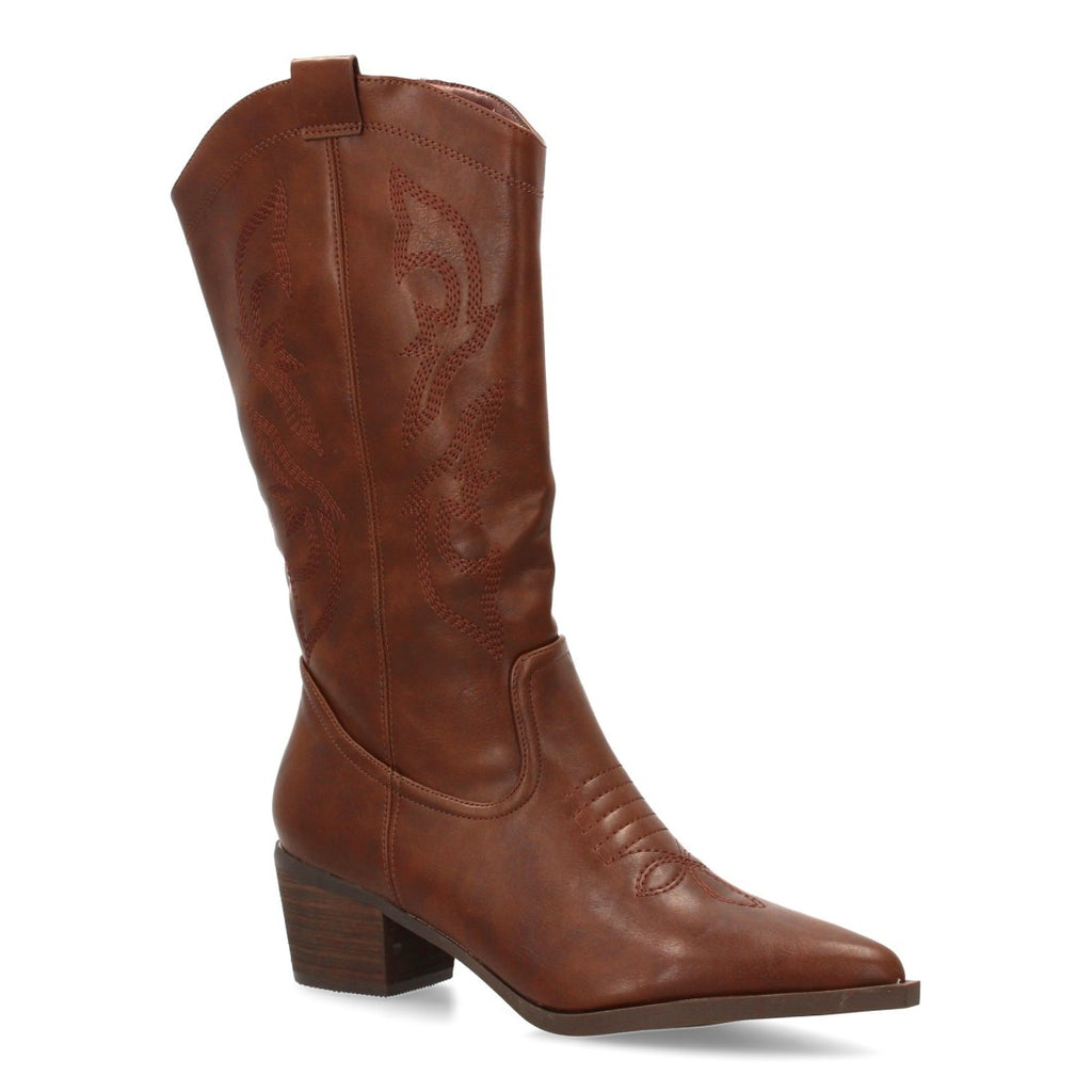 Botas Cowboy con Caña Alta y Bordado Lateral - Marrón