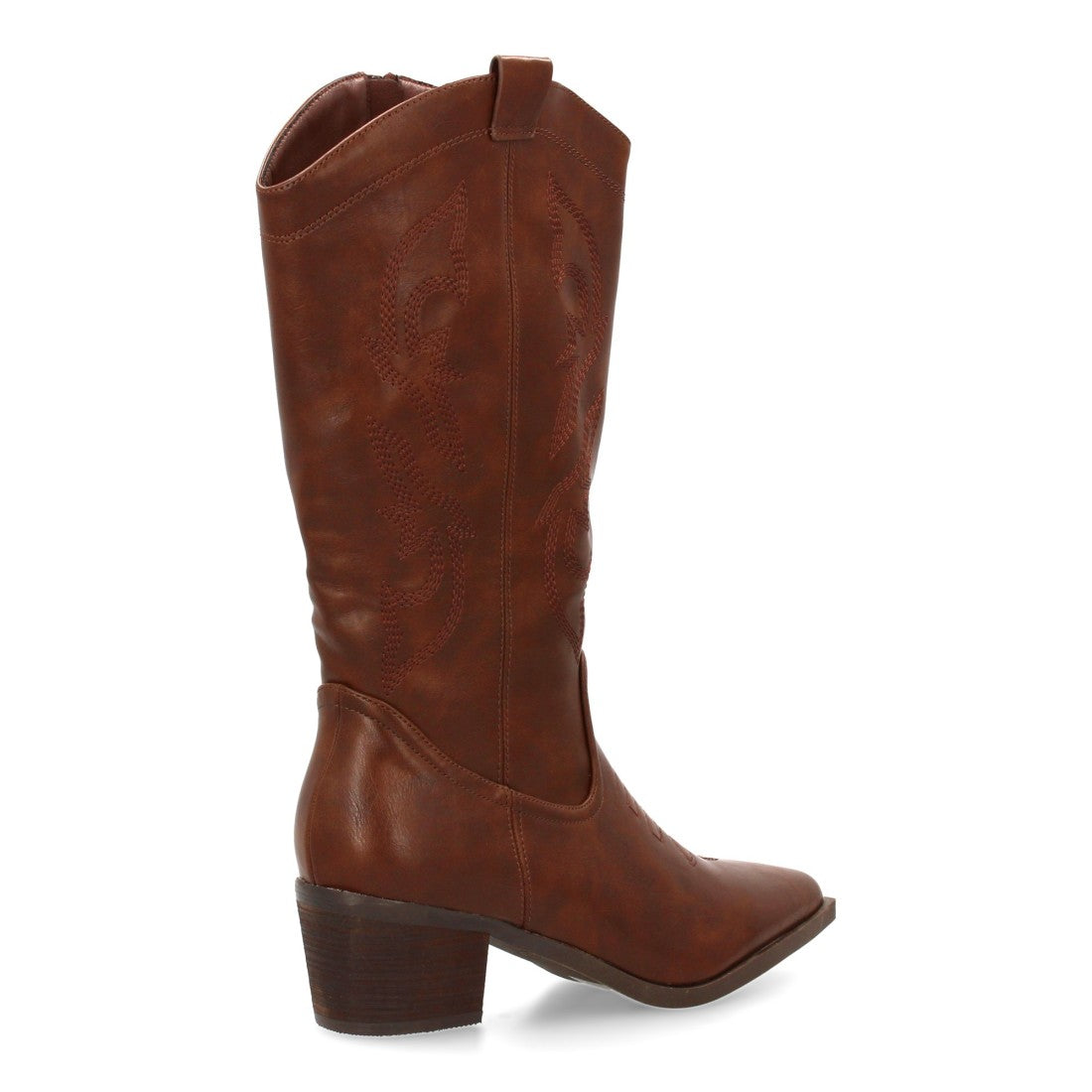 Botas Cowboy con Caña Alta y Bordado Lateral - Marrón