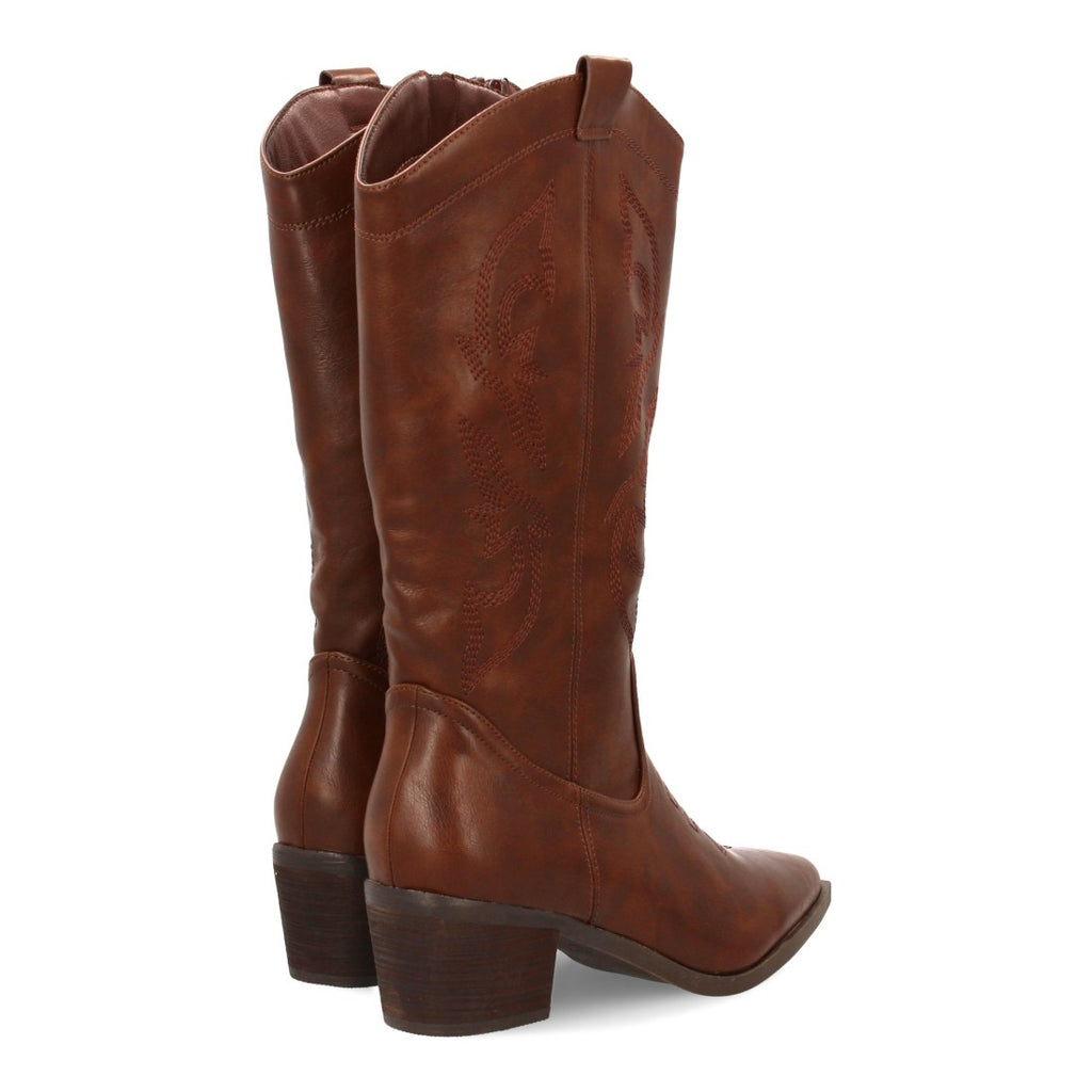 Botas Cowboy con Caña Alta y Bordado Lateral - Marrón