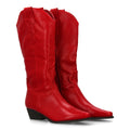 Elegante hohe rote Stiefel mit Absatz