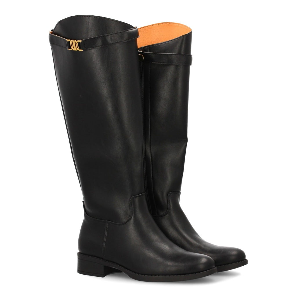 Botas Altas Elegantes con Hebilla Metálica - Negro