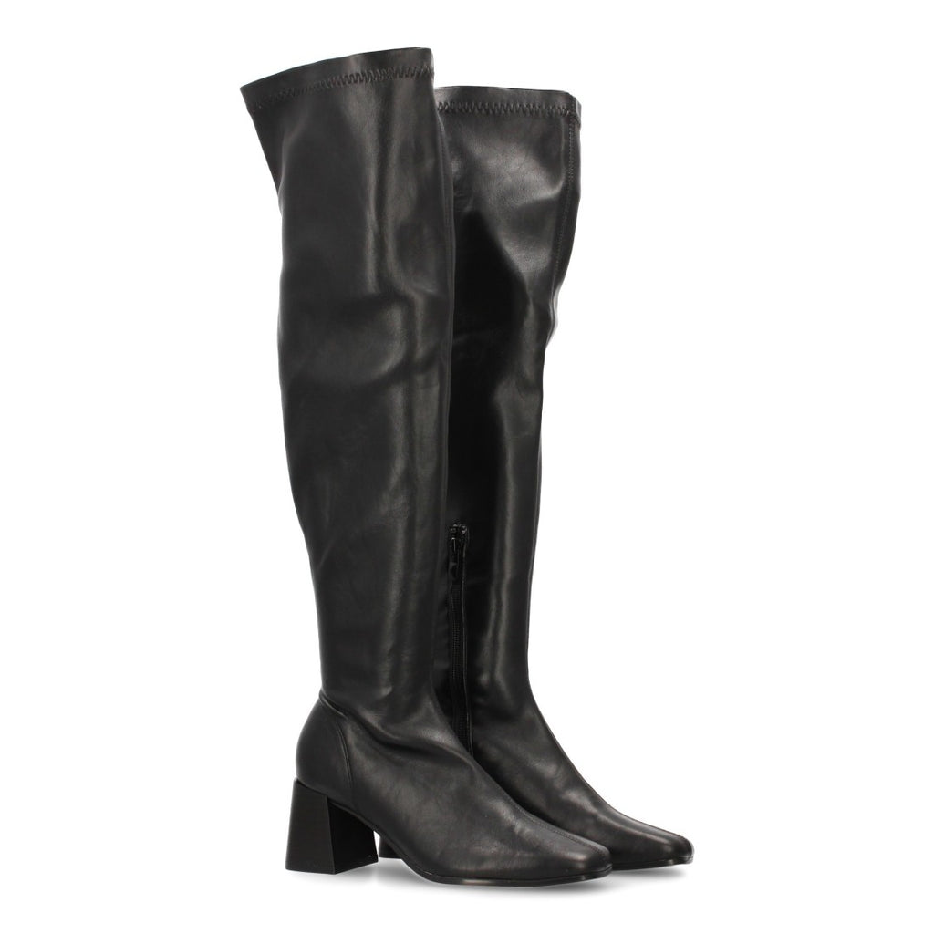 Elegante schwarze Overknee-Stiefel mit Absatz