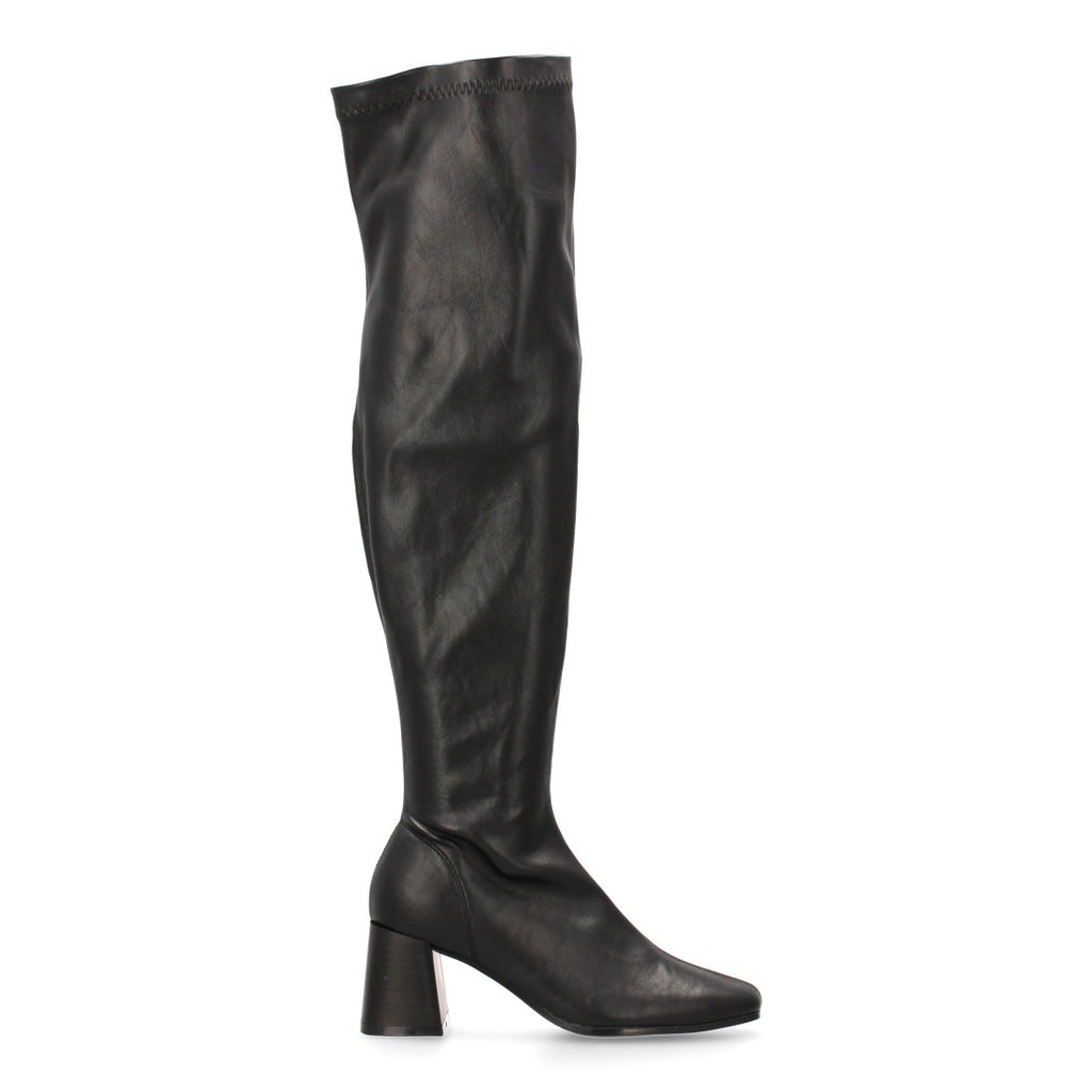 Elegante schwarze Overknee-Stiefel mit Absatz