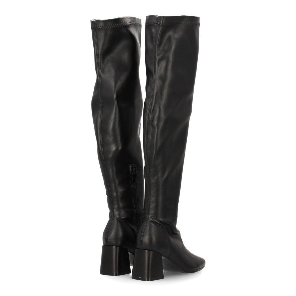 Elegante schwarze Overknee-Stiefel mit Absatz