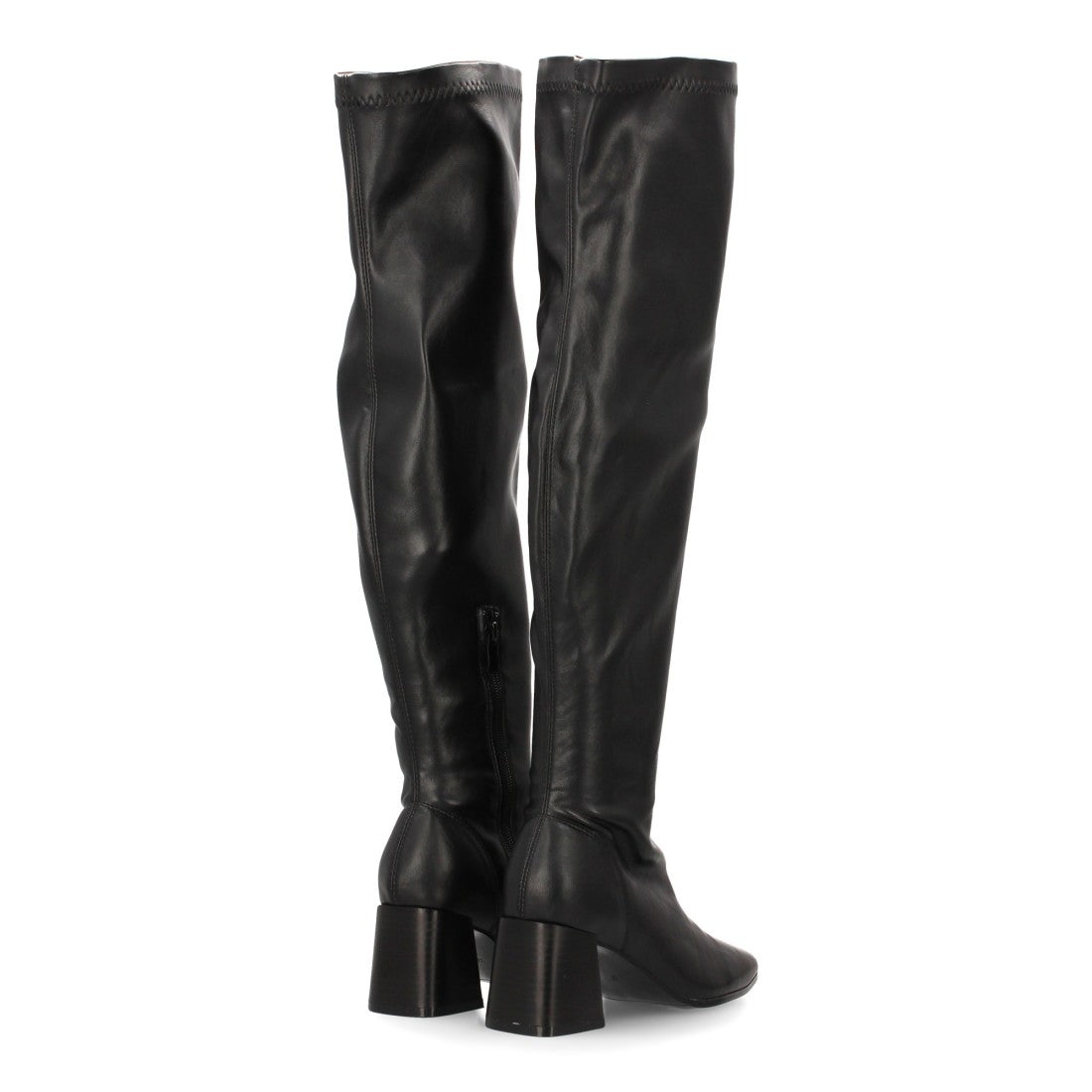 Elegante schwarze Overknee-Stiefel mit Absatz