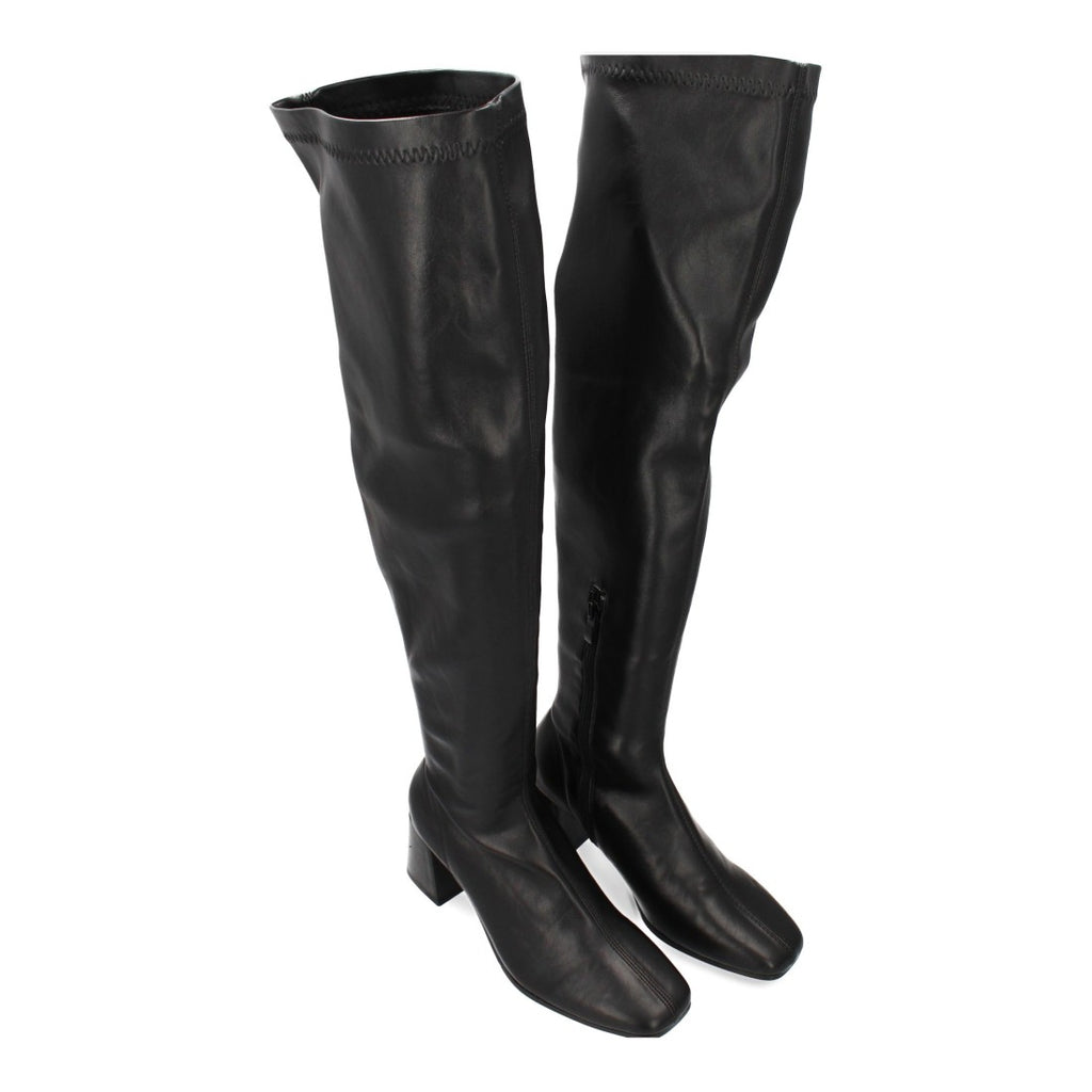 Elegante schwarze Overknee-Stiefel mit Absatz